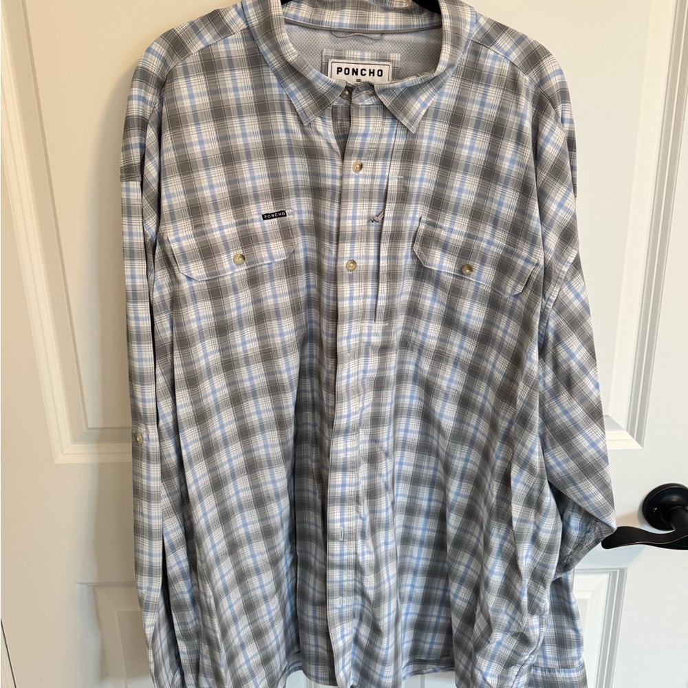 Poncho Outdoors Men's Blue Plaid Shirt 3XL